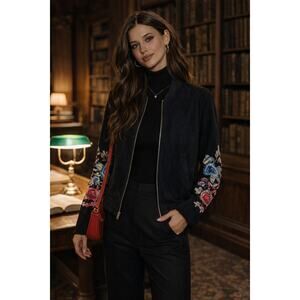 Solitaire Velvet Embroidered Bomber Jacket XL Dark Academia Whimsigoth Twee Y2K